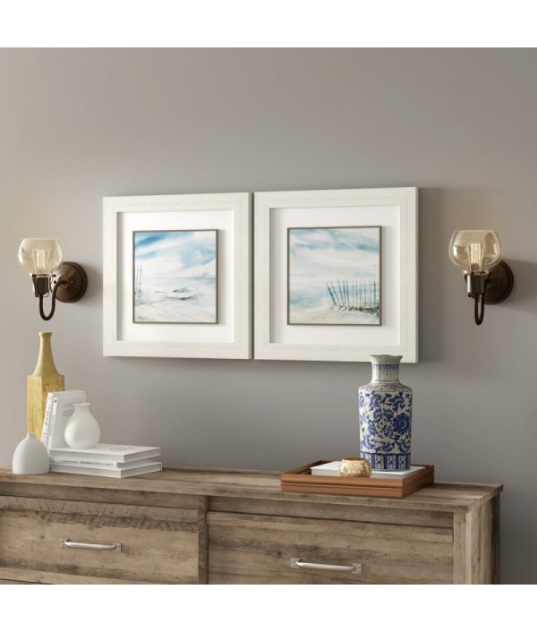 Mist by the Sea frame print set in neutral shades of blue and beige