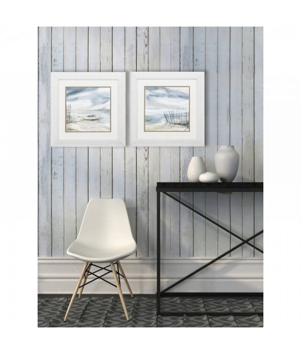 Mist by the Sea frame print set in neutral shades of blue and beige