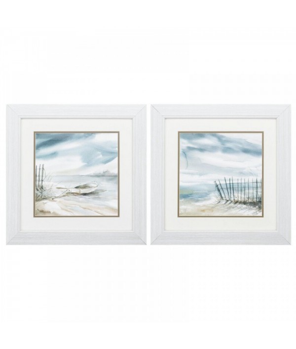 Mist by the Sea frame print set in neutral shades of blue and beige