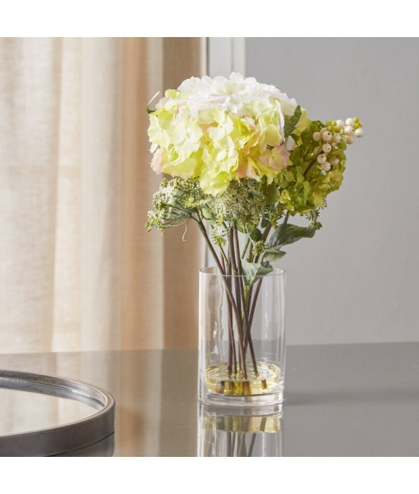 Hydrangea silk flower arrangement in vas...