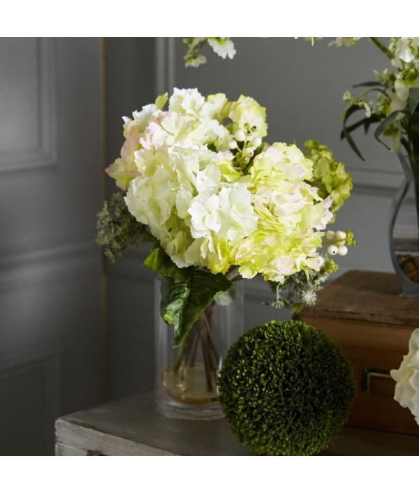 Hydrangea silk flower arrangement in vase