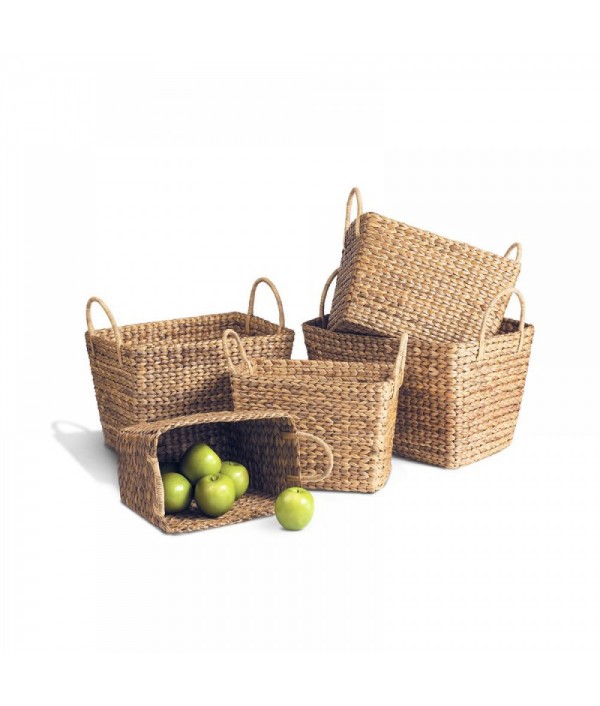 Natural fiber woven basket