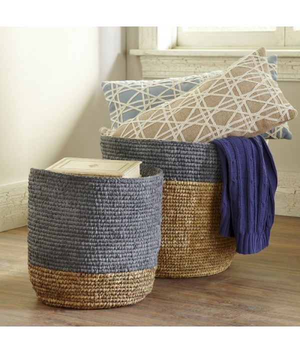 Seaweed color exquisite wicker basket set (2 sets)