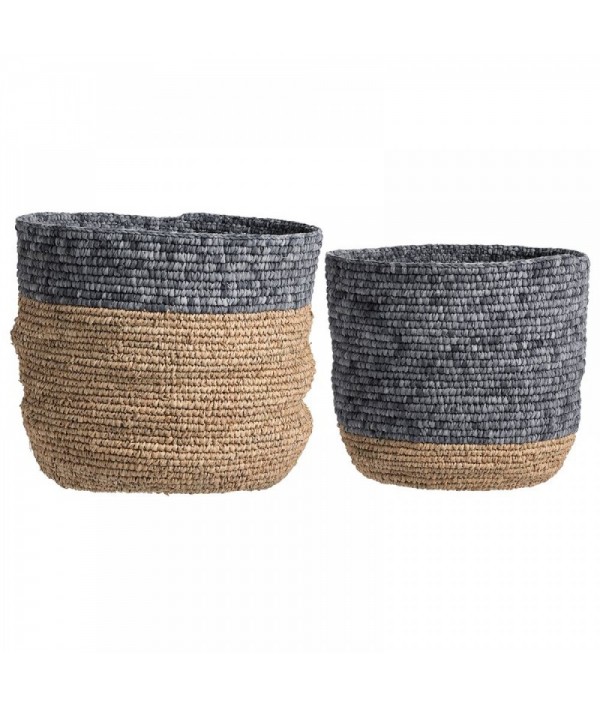 Seaweed color exquisite wicker basket set (2 sets)