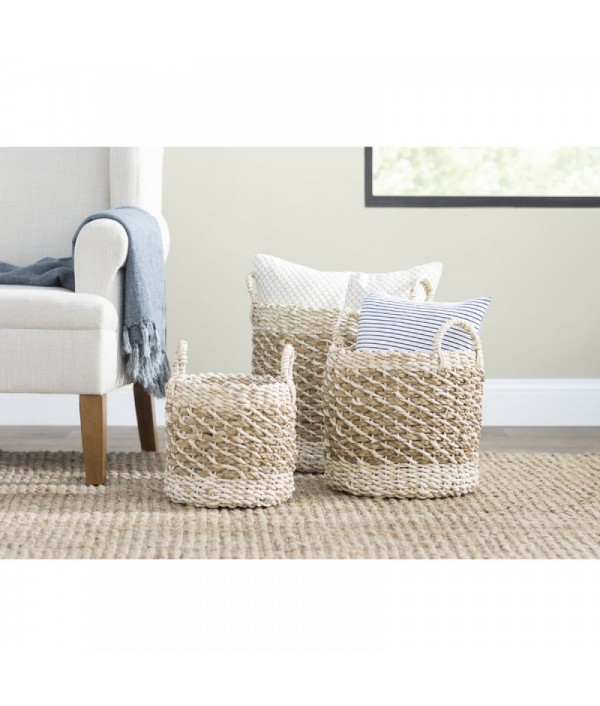 3-piece wicker portable storage basket set