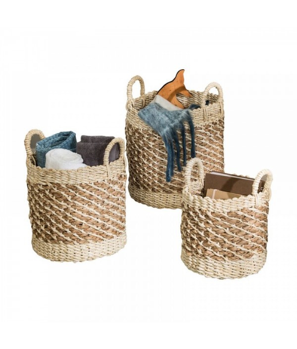 3-piece wicker portable storage basket set