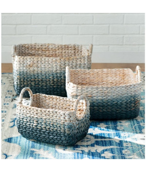 3 pieces blue gradient wicker basket set