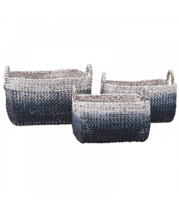 3 pieces blue gradient wicker basket set