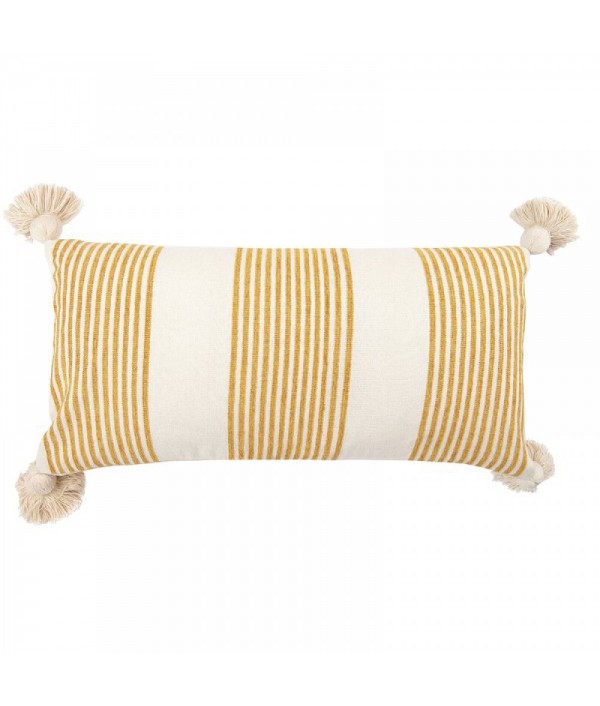 Grey and yellow striped pillow