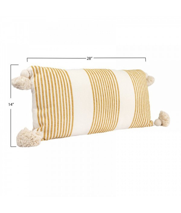 Grey and yellow striped pillow