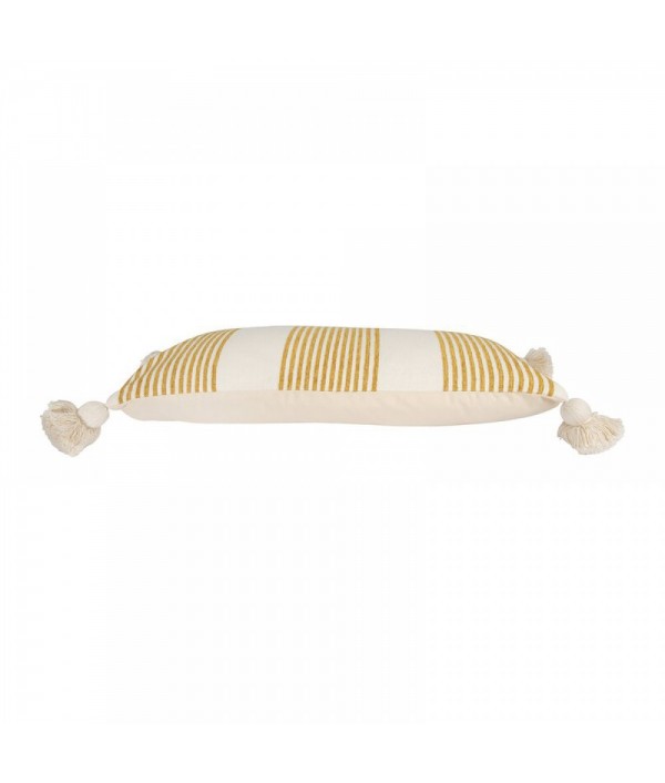 Grey and yellow striped pillow