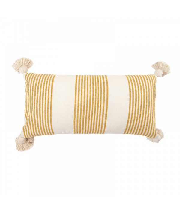 Grey and yellow striped pillow