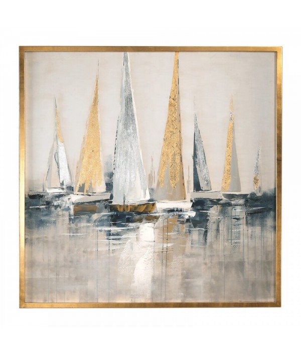 Leaf sails drawn by hand on canvas