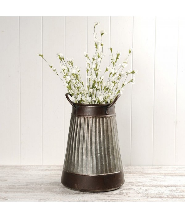 Large Corrugated Metal Table Vase