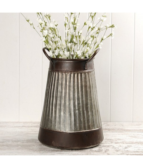 Large Corrugated Metal Table Vase