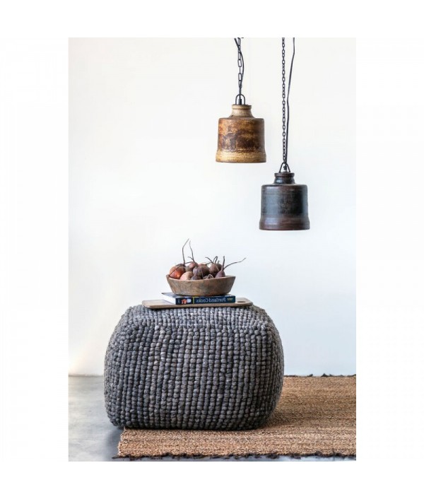 KNITTED WOOL CUSHION STOOL