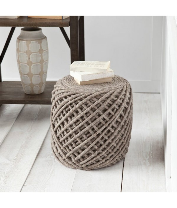 Brown round pouf