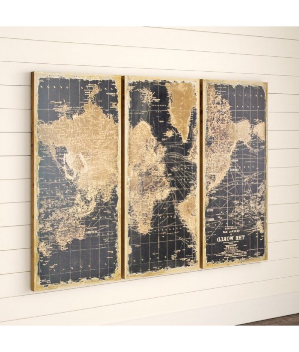 Solid wood old world atlas