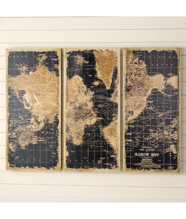 Solid wood old world atlas