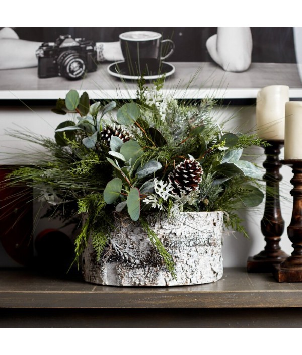 CHRISTMAS GREENERY AND FROSTED PINE CONE...