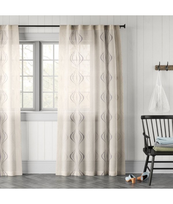 Geometric linen blended curtain
