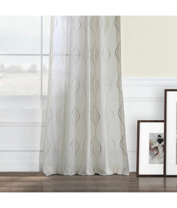 Geometric linen blended curtain