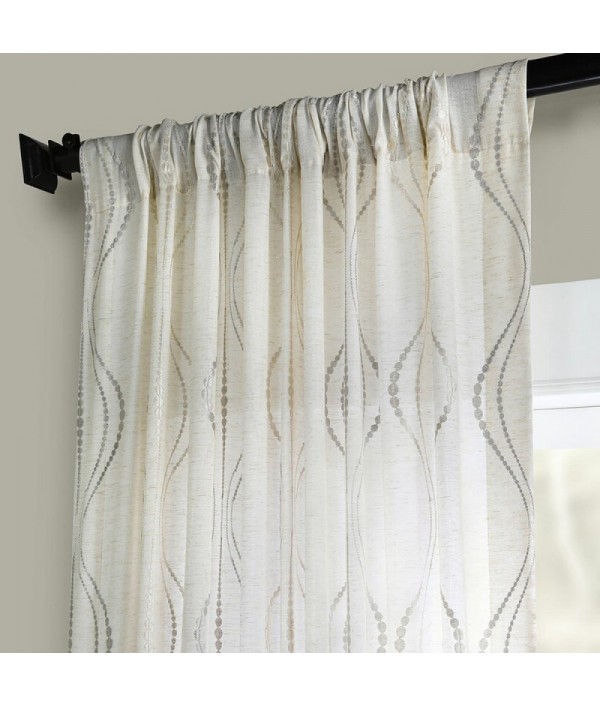 Geometric linen blended curtain