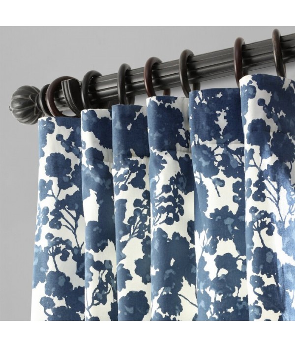 100% cotton blue and white floral single curtain