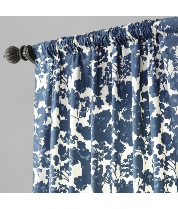 100% cotton blue and white floral single curtain