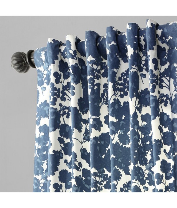 100% cotton blue and white floral single curtain