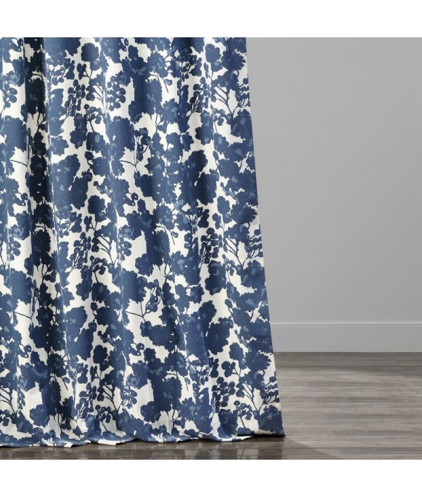 100% cotton blue and white floral single curtain