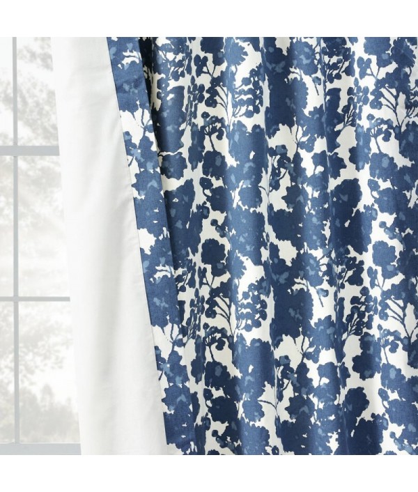 100% cotton blue and white floral single curtain